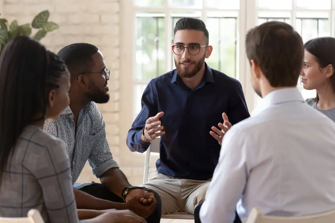 People participate in a support groups for families of addicts.